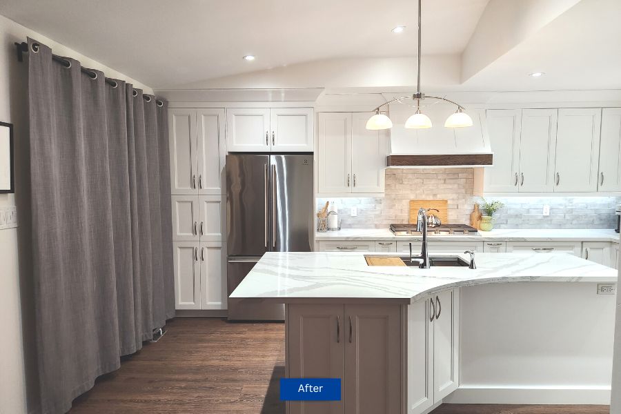 Mississauga modern kitchen renovation with custom island