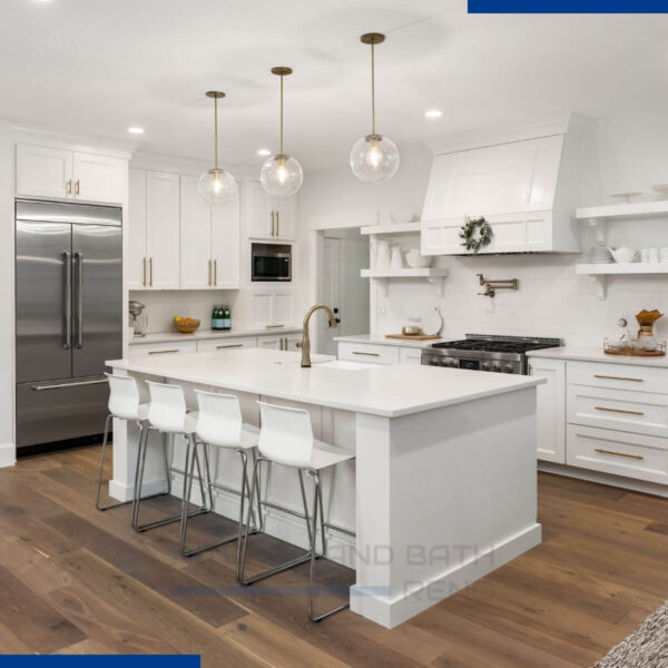 All white kitchen with gold accents