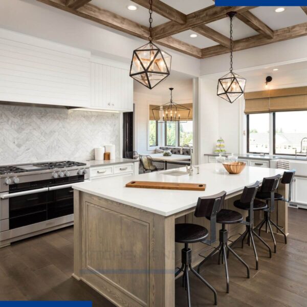 Farmhouse kitchen with white cabinets