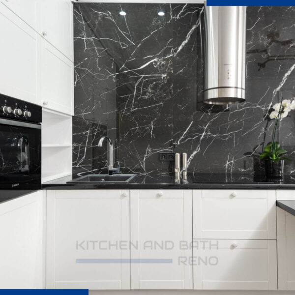 Modern Kitchen with Black Backsplash