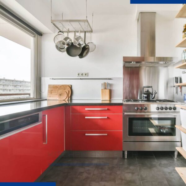 Radiant Kitchen with Red Cabinets