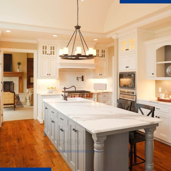 traditional kitchen with white doors