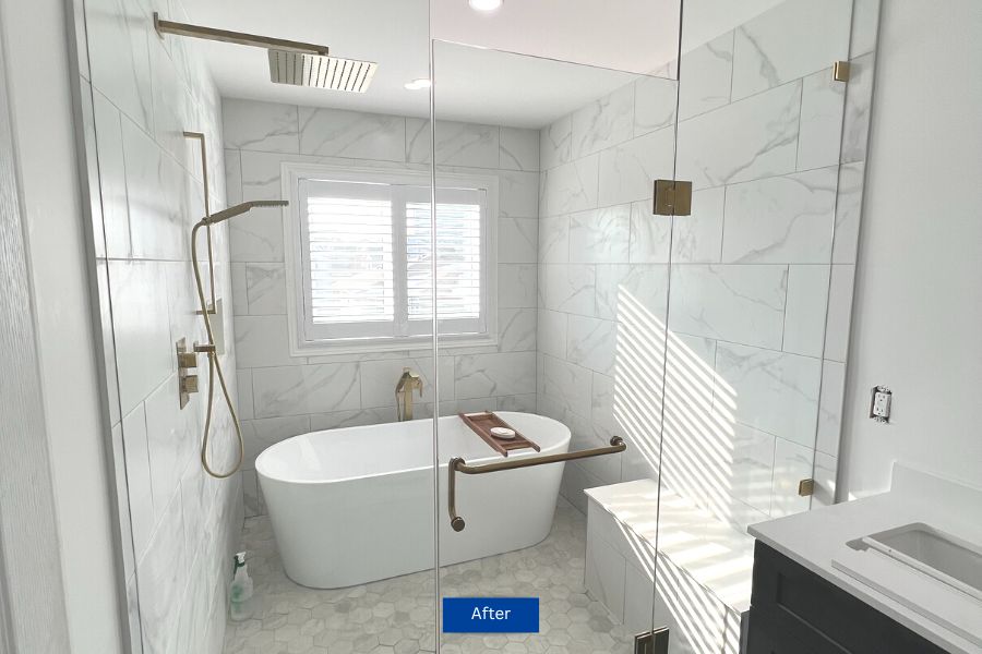 Mosaic tile and luxurious bathtub design Etobicoke