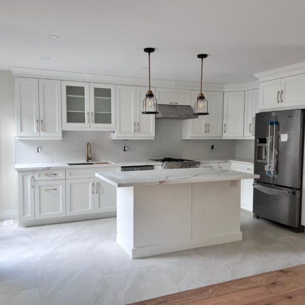 modern white kitchen with stainless steel applicances