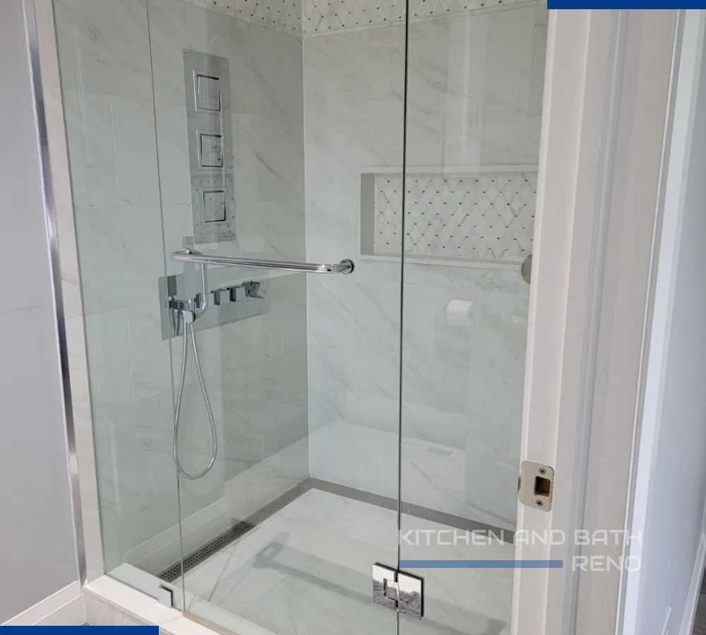 modern bathroom with walk in shower