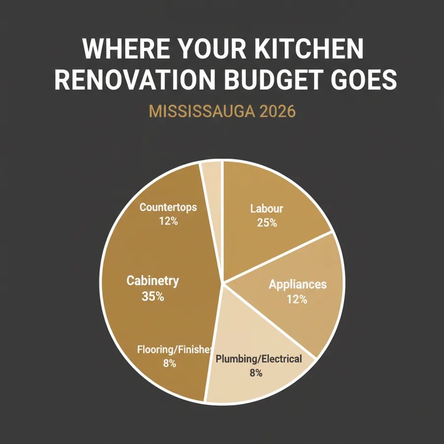 Infographic showing kitchen renovation budget breakdown Mississauga 2026