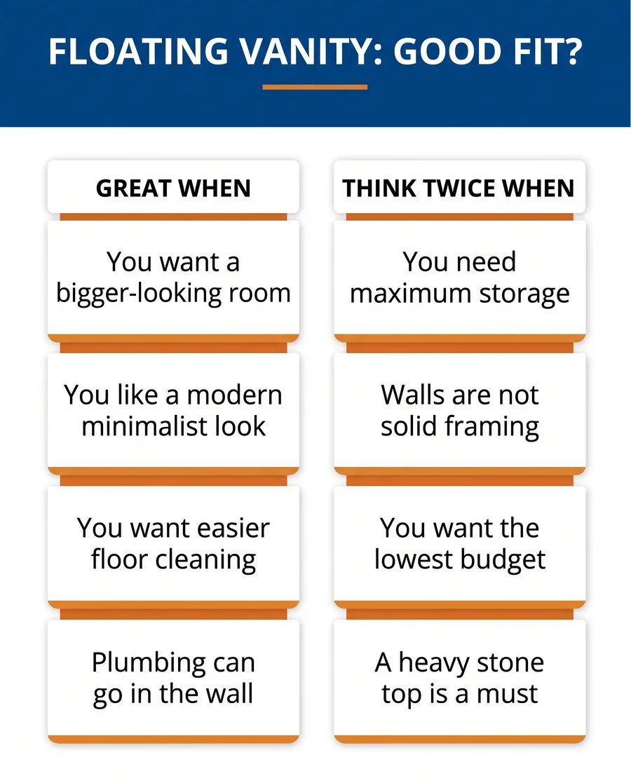 Chart showing when a floating vanity is a good idea