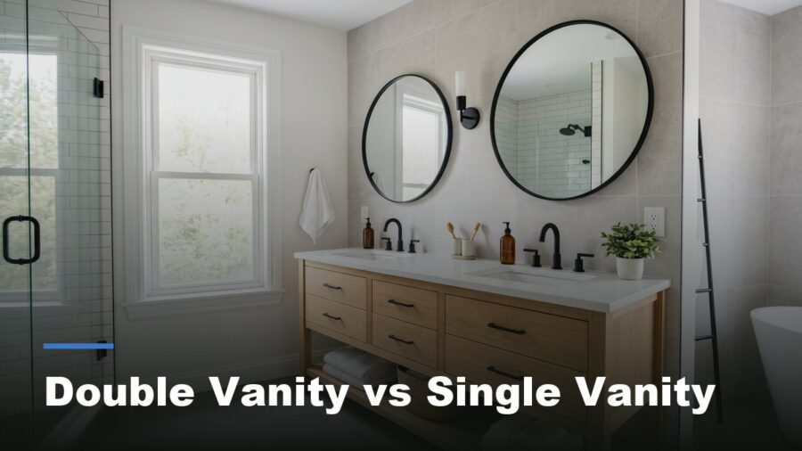 Bright bathroom featuring a double vanity with two matching sinks and mirrors