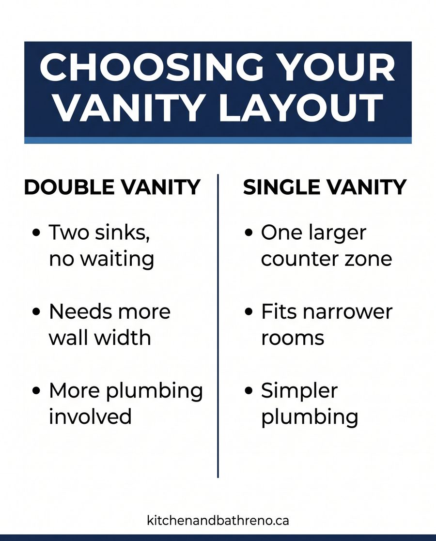 Card comparison of double and single bathroom vanity traits side by side