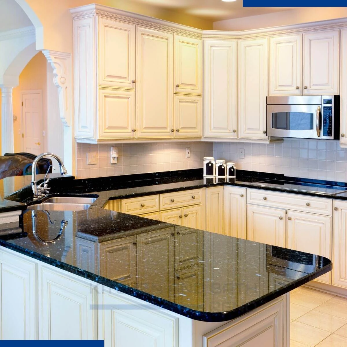 Kitchen with Black Granite Counters